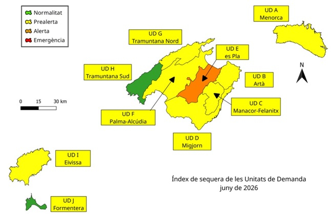 Las reservas hídricas de las Illes Balears se sitúan en el 45% durante el mes de junio