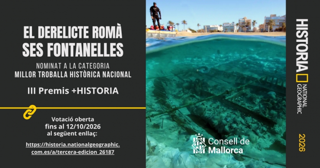 El pecio romano de Ses Fontanelles, nominado a los Premios +HISTORIA de National Geographic en la categoría de Mejor Descubrimiento o Hallazgo Histórico Nacional