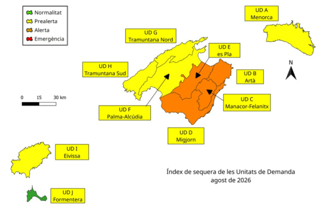 Las reservas hídricas de las Illes Balears se sitúan en el 38% durante el mes de agosto