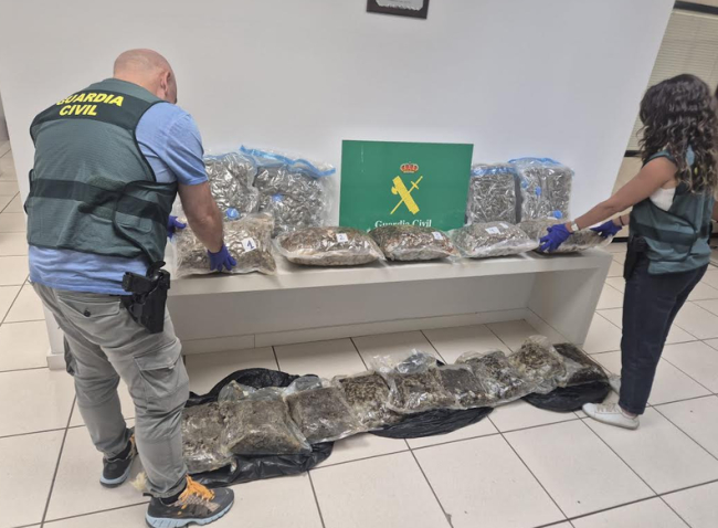 La Guardia Civil interviene más de 25 kilos de marihuana mediante el envío de paquetería postal