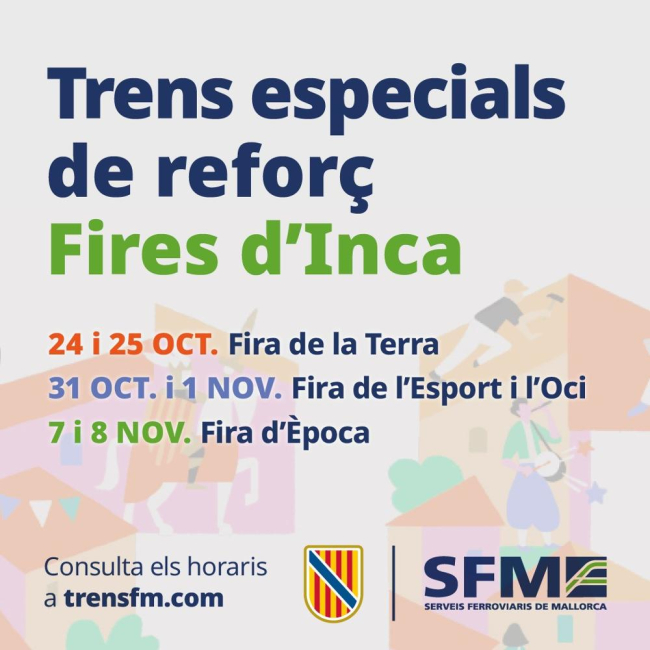 SFM refuerza los servicios de tren los fines de semana con motivo de las ferias de Inca previas al Dijous Bo